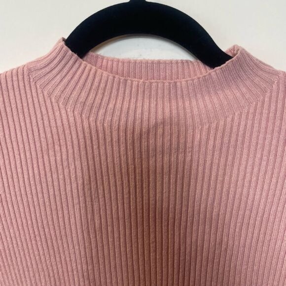Rachel Parcell Flare Sleeve Mock Neck Ribbed Sweater Silver Pink Size Large - Picture 8 of 12